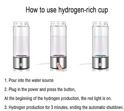 Hydrogen Water Bottle, Portable Hydrogen Water Bottle Generator, Hydrogen Water Machine Improve Water in 3 Minutes for Home, Office, Travel (Silver)