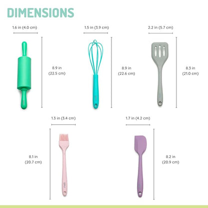 melii 5 Piece Real Mini Baking Tool Set, Cooking Tools for Kids