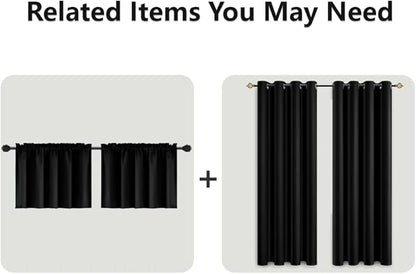 Mrs.Naturall Black Curtains 52x90 Inch Length for Bedroom 2 Panels Set Blackout Drapes