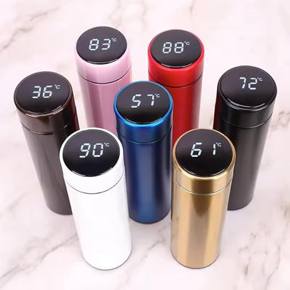 Smart Stainless Steel Water Bottle with LED Temperature Display, 16oz (480ml), Double Wall, Reusable Tumbler (Blue)