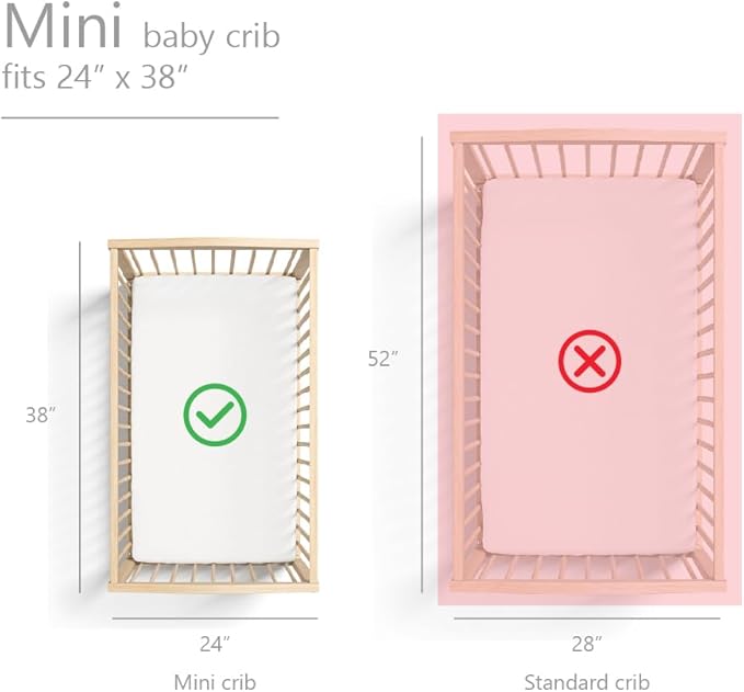 Denmark - Super Soft Muslin Mini Crib Sheets - 24'' x 38'' - 100% Organic Baby Crib Sheets for Boys and Girls (Natural Stripe)
