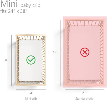 Denmark - Super Soft Muslin Mini Crib Sheets - 24'' x 38'' - 100% Organic Baby Crib Sheets for Boys and Girls (Natural Stripe)