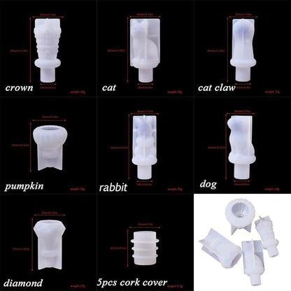 5pcs White Bottle Stopper Silicone Mold,Crystal Epoxy Wine Bottle Stopper Mold,Reusable Beverage Bottle Stoppers Silicone Molds(Cork Cover) Wine Stoppers and Pourers Wine Stoppers Bar and Wine Tools