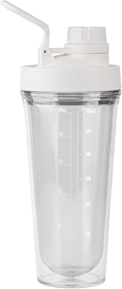 Takeya 24 oz Tritan Plastic Shaker Bottle - Premium BPA Free Protein Shakes Mixer, Leakproof Spout Lid, Shatterproof, Cloud White