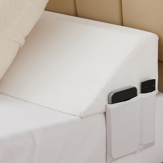 Queen Bed Wedge Pillow for Headboard, Foam Headboard Pillow, Bed Gap Filler, Mattress Wedge, Mattress Gap Filler Queen - Fill The Gap (0-7") Between Headboard and Mattress (White, 60"x10"x6")
