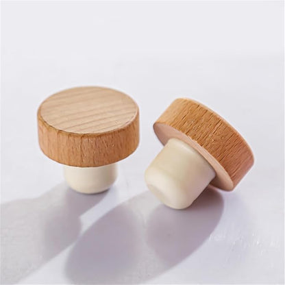 8-Piece Wine Bottle Stopper T-Shaped Bottle Stopper, Reusable Wine Bottle Stopper, Wooden And Rubber Bottle Stopper, Sealing Stopper, Beer Bottle Stopper Process, 1.2*0.86 inch