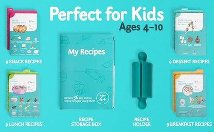 My First Recipe Box for Kids: Montessori-Inspired, Easy-to-Follow Recipes with Visual Guides. Cookbook for Kids Ages 4+ with Storage Box and Recipe Stand.