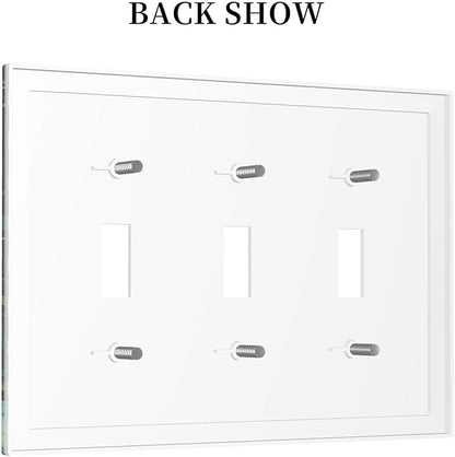Green Dark Forest Mystical Mushroom 3 Gang Light Switch Covers Triple Toggle Wall Plate Decorative Switchplate Electrical Faceplate for Country Bathroom Bedroom Kitchen Decor