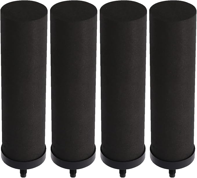 Huining 4PCS Black Water Filters for Water Purification Unit Water Filter Replacement Household Water Bucket Water Filtration System Gravity Water Filter System Water Purifier Survival