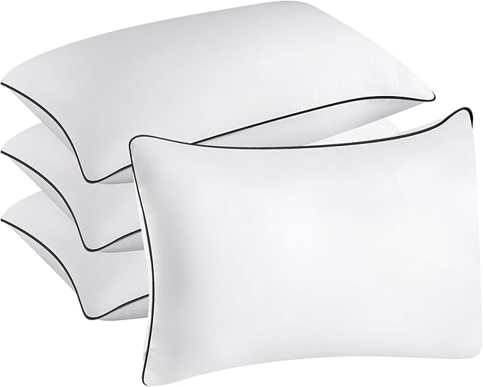 Hotel Quality Cooling Standard Size Bed Pillows Set of 4 - Soft, Firm, and Supportive Down Alternative Pillows for Back, Stomach, and Side Sleepers