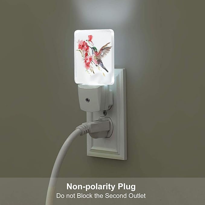 Funny Hummingbird Plug in Night Light Plug into Wall LED Nightlight Auto Sensor Dusk to Dawn lamp for Kids Girls Room Bedroom Bathroom Nursery Kitchen Hallway Stairs Home Decorative