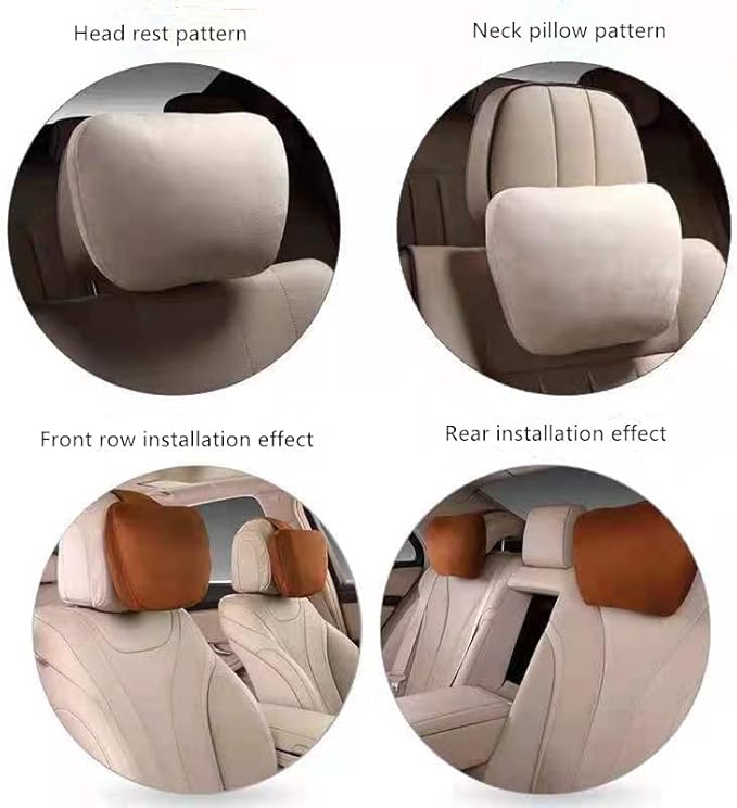2Pcs Car Neck Pillows for headrests,for Travel Interior Accessories and Suede Support Head Pillows，Balance Neck Pillow Designed to Relieve Neck Pain and Muscle Tension.（White）
