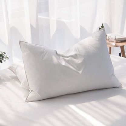 Luxury Goose Feathers Down Pillow Queen Size, Hotel Quality Fluffy Bed Pillow, Soft Pillow for Sleeping, Organic Cotton Cover(20x28”, Pack of 1)