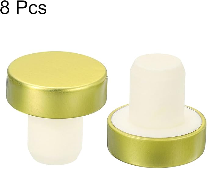 uxcell 8Pcs T-shaped Stoppers, 0.63inch Dia Cork Wine Stopper Reusable Wine Bottle Corks Sealing Plug for Wine Beer Beverage Bottle Crafts, Gold