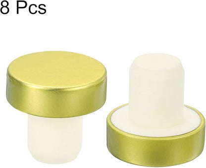 uxcell 8Pcs T-shaped Stoppers, 0.63inch Dia Cork Wine Stopper Reusable Wine Bottle Corks Sealing Plug for Wine Beer Beverage Bottle Crafts, Gold