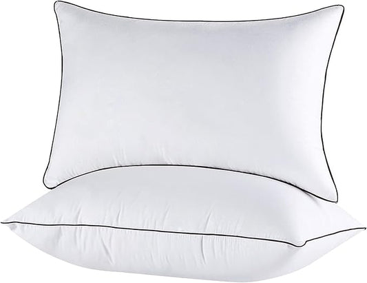 Hungarian Goose Down Pillow Standard Size Set of 2, Ultimate Comfort 750+ Fill Power, 480 Thread Count 100% Cotton Shell, Luxury Bed Pillows for Sleeping - Standard (20" x 26"), 2 Pack