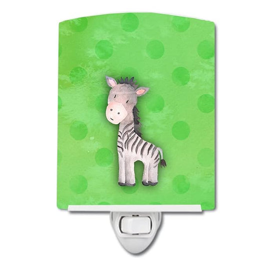 Caroline's Treasures BB7377CNL Polkadot Zebra Watercolor Ceramic Night Light Compact, UL-Certified, Ideal for Bedroom, Bathroom, Nursery, Hallway, Kitchen, 6x4x3, Multicolor