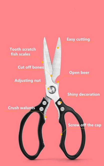 Kitchen Scissors, Heavy Duty Sharp Kitchen Shears Dishwasher Safe, Kitchen Accessories Cooking Shears for Kitchen Meat Chicken Fish Poultry Herb Bread (Black)
