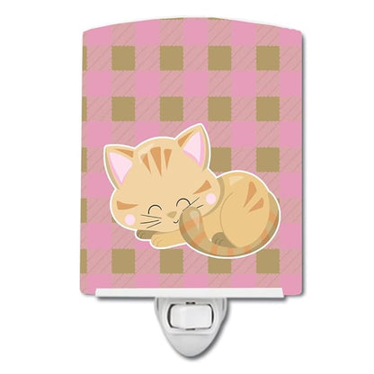 Caroline's Treasures BB6880CNL Kitten Sleeping Ceramic Night Light Compact, UL-Certified, Ideal for Bedroom, Bathroom, Nursery, Hallway, Kitchen, 6x4x3, Multicolor