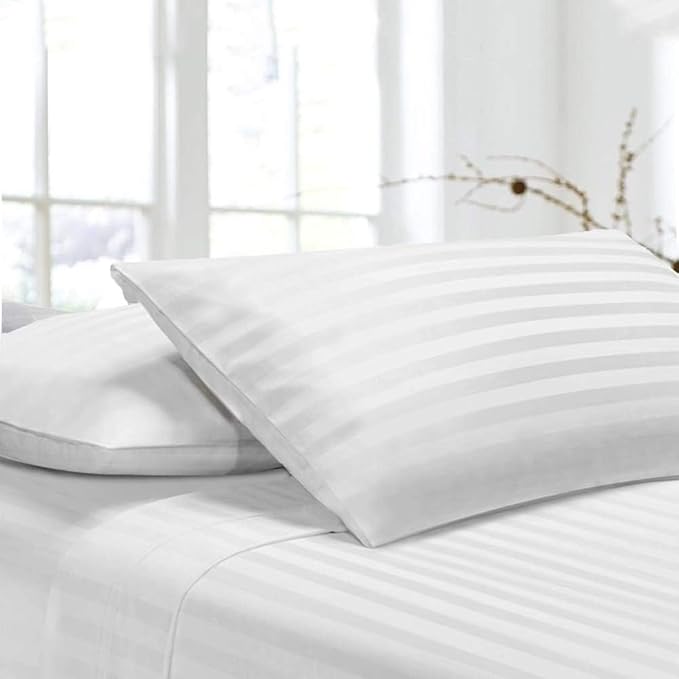 Youth Pillowcase 16x22 Inch Set of 2 PC Kids Travel Pillow Case Cover Envelope Closure 600 Thread Count 100% Soft Egyptian Cotton Youth Toddler Pillowcase 16x22, White Stripe