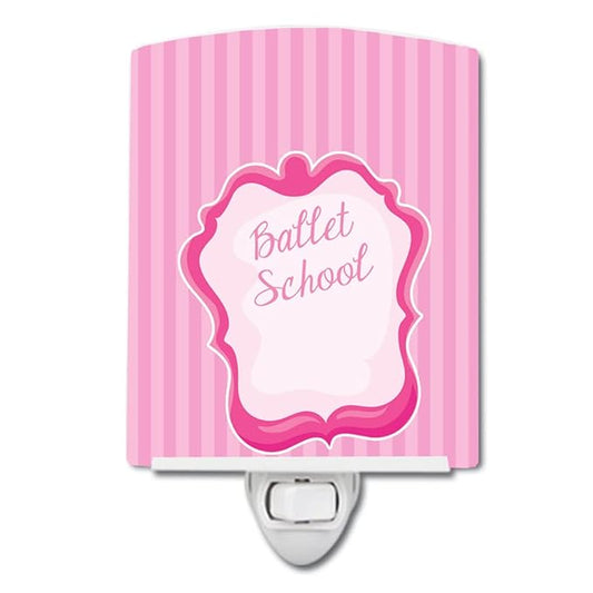 Caroline's Treasures BB8625CNL Ballet School on Stripes Ceramic Night Light Compact, UL-Certified, Ideal for Bedroom, Bathroom, Nursery, Hallway, Kitchen, 6x4x3, Multicolor