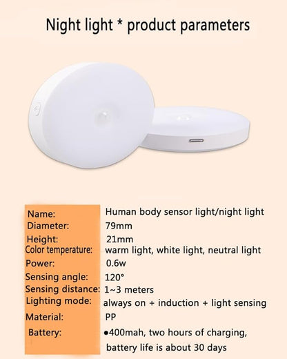 Magnetic Night Light, New Upgraded Frosted, Human Body Sensor Light, Three-Colour Infinitely Dimmable Ideal for Bedroom, Bathroom, Nurserie, Corridor, Kitchen, Wardrobe-2 Pack