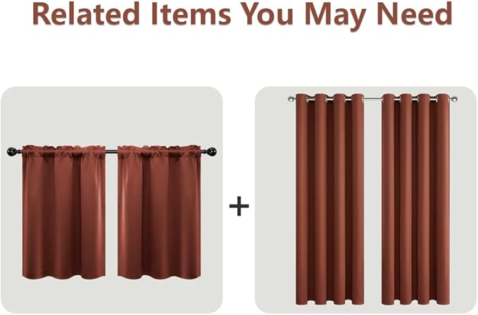 Mrs.Naturall 63 Inch Length Curtains 2 Panel Set,Blackout Terracotta Boho Curtains for Bedroom,Rust