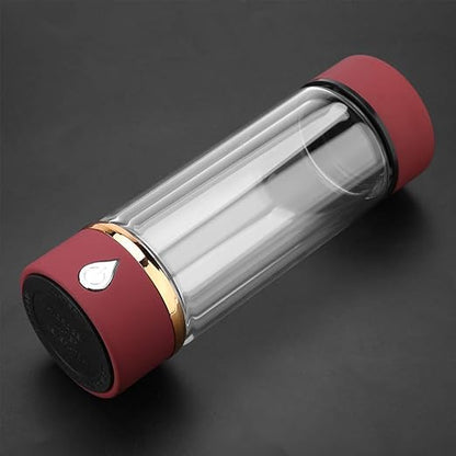 Portable Hydrogen Rich Water Cup, USB Charging Rich Hydrogen Water Purifier Filter Glass Bottle Portable Lonizer Cup, Hydrogen Water Bottle, Hydrogen Rich Water Glass Health Cup (Red)