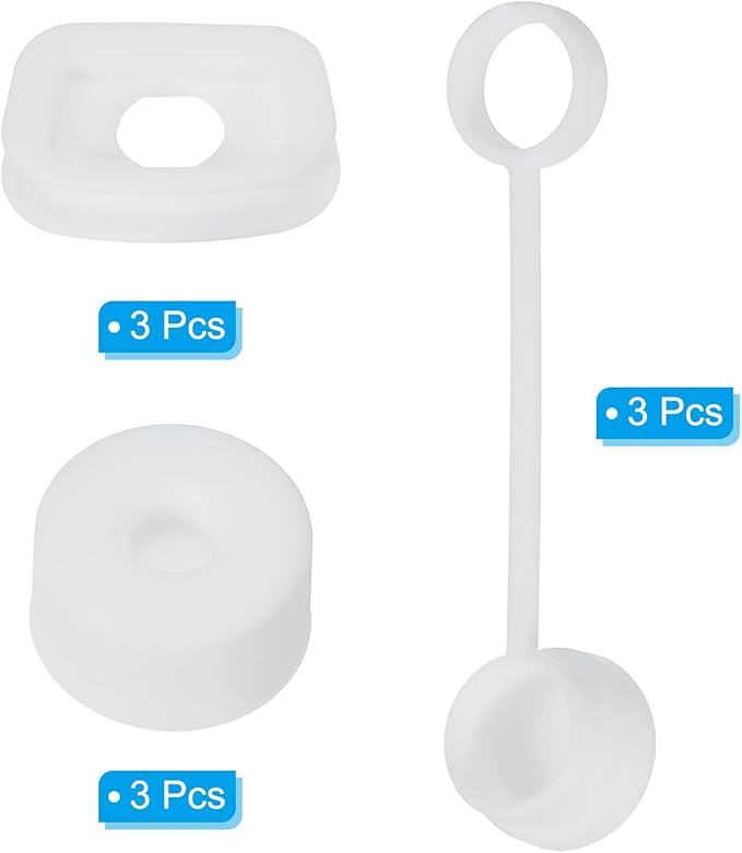 PATIKIL Silicone Spill Stopper for Straw Cup 2.0 40oz/ 30oz, Set of 9 Tumbler Accessories Including 3 Straw Cover Cap, 3 Square Spill Stopper and 3 Round Leak Stopper, White