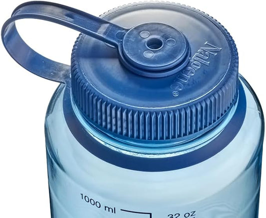 Nalgene Water Bottle - Lightweight Sustain Tritan BPA-Free Shatterproof Bottle for Backpacking, Hiking, Gym, 32 OZ, Wide Mouth, Baby Blue