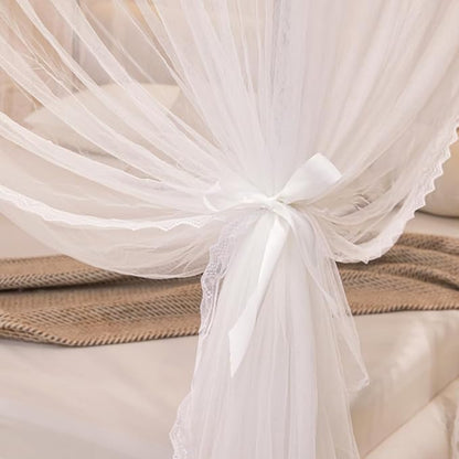 Mengersi Canopy Bed Curtains Bed Canopy,Canopy for Bed Curtains-Cozy Drape Netting,Princess Bed Drapes for Girls Adults Bedroom Decoration(Twin,White)
