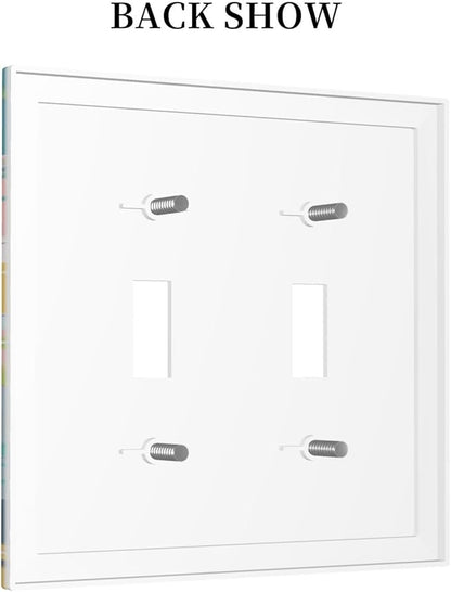 Mid Century Modern Atomic Cute Cats Double Toggle Light Switch Covers 2 Gang Wall Plate Dual Decorative Switchplate Electrical Faceplate for Kidroom Nursery Bedroom Decor