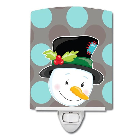 Caroline's Treasures BB8671CNL Christmas Snowman Ceramic Night Light Compact, UL-Certified, Ideal for Bedroom, Bathroom, Nursery, Hallway, Kitchen, 6x4x3, Multicolor