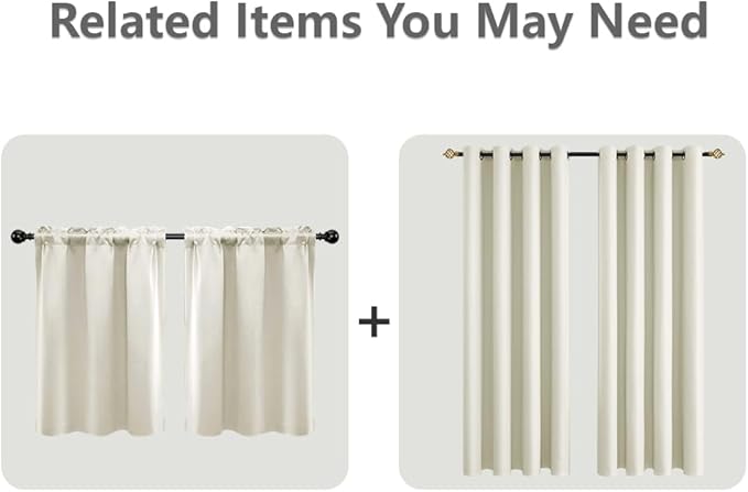 Mrs.Naturall Beige Curtains 42x54 Inches Long for Dining Room 2 Panels Blackout Room Darkening Curtain for Bedroom