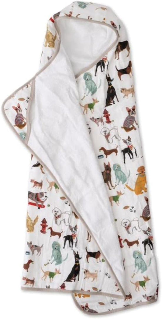 Little Unicorn Cotton Muslin & Terry Hooded Towel, Larger Size 1-6 Years (Woof)