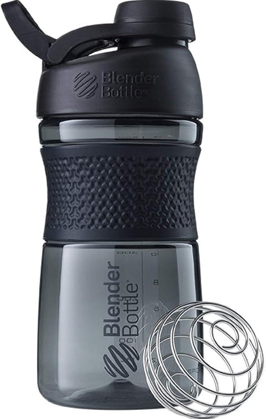 BlenderBottle 20oz SportMixer Protein Shaker Bottles, Black & Teal, Bundle of 2