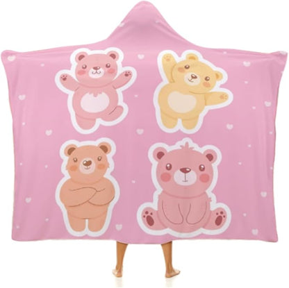 Kids Hooded Towels, Beach Bath Towel, Surf Poncho Toddlers Soft Thick Large Absorbent Cotton Wrap for Boy Girl, Shower/Beach/Pool 50"x30" (Bear)
