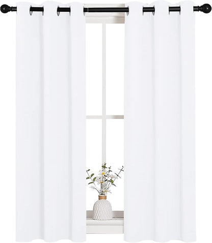 NICETOWN Draperies Curtains Panels, Blocking Out 50% Sunlight Window Treatment Curtains, Grommet Small Window Drapes for Bedroom (2 Panels, 29 by 45, White)