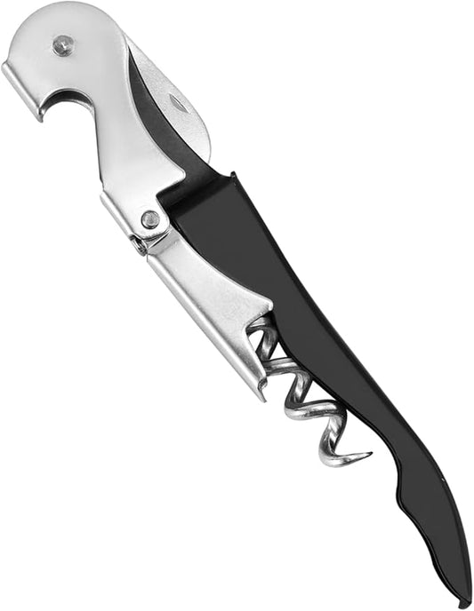 Wine opener,Foldable Server Wine Key，Chef Craft Select Waiters Corkscrew with Foil Cutter and Bottle Opener, Sturdy Stainless-Steel Screw, Stainless Steel/Black.