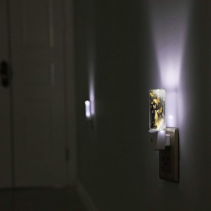 Golden Butterfly Night Light Plug into Wall Decorative Plug in LED Nightlight Auto Sensor Dusk to Dawn Decor Lamp for Kids Girls Bedroom Bathroom Kitchen Hallway Stairs Home