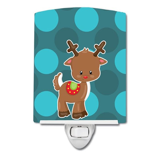 Caroline's Treasures BB9024CNL Christmas Reindeer #2 Ceramic Night Light Compact, UL-Certified, Ideal for Bedroom, Bathroom, Nursery, Hallway, Kitchen, 6x4x3, Multicolor