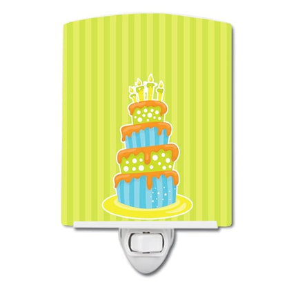 Caroline's Treasures BB8931CNL Dinosaur Birthday Cake Ceramic Night Light Compact, UL-Certified, Ideal for Bedroom, Bathroom, Nursery, Hallway, Kitchen, 6x4x3, Multicolor