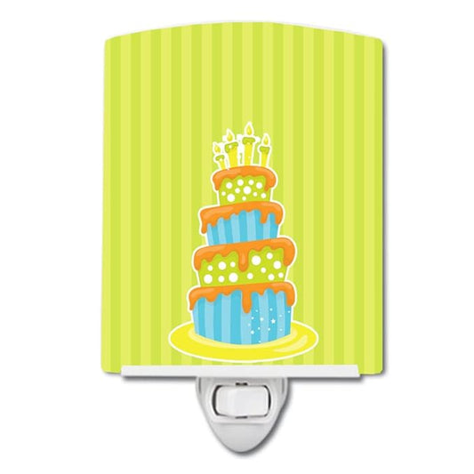 Caroline's Treasures BB8931CNL Dinosaur Birthday Cake Ceramic Night Light Compact, UL-Certified, Ideal for Bedroom, Bathroom, Nursery, Hallway, Kitchen, 6x4x3, Multicolor