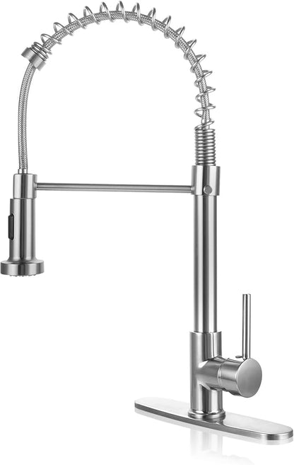 Kitchen Faucets Brushed Nickel,Kitchen Sink Faucets,Kitchen Faucet with Pull Down Sprayer Brushed Nickel Kitchen Faucet for Kitchen Sink RV Stainless Steel Kitchen Faucet Single Hole Kitchen Faucet