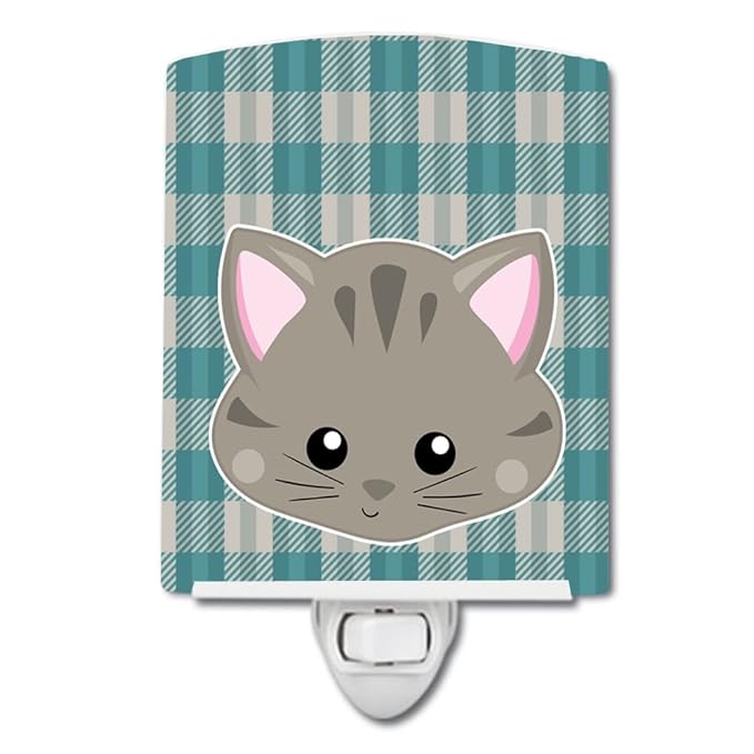 Caroline's Treasures BB6932CNL Kitten Face Ceramic Night Light Compact, UL-Certified, Ideal for Bedroom, Bathroom, Nursery, Hallway, Kitchen, 6x4x3, Multicolor