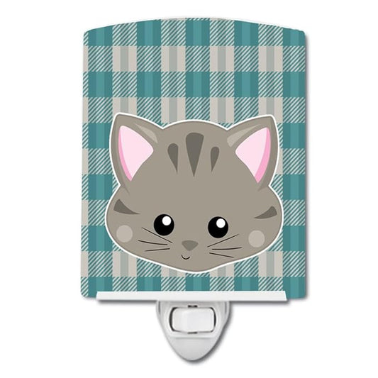 Caroline's Treasures BB6932CNL Kitten Face Ceramic Night Light Compact, UL-Certified, Ideal for Bedroom, Bathroom, Nursery, Hallway, Kitchen, 6x4x3, Multicolor