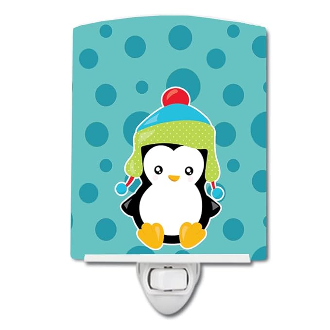 Caroline's Treasures BB8942CNL Christmas Penquin #4 Ceramic Night Light Compact, UL-Certified, Ideal for Bedroom, Bathroom, Nursery, Hallway, Kitchen, 6x4x3, Multicolor
