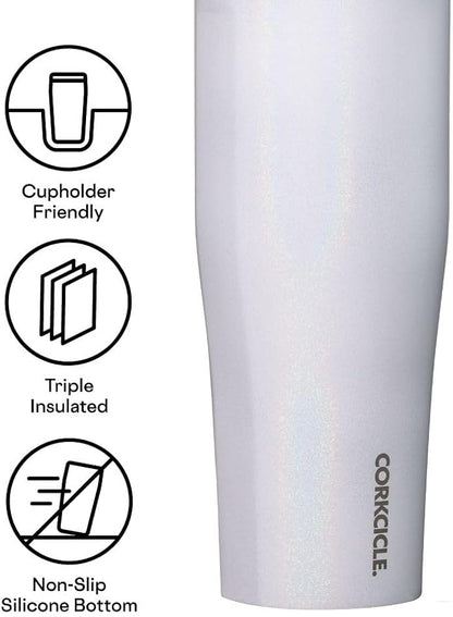 Corkcicle Go Cup XL Insulated Tumbler with Lid and Straw, Unicorn Magic, 30 oz – Reusable Water Bottle Keeps Beverages Cold for 12hrs – Cupholder Friendly Tumbler, Leak-Proof Design