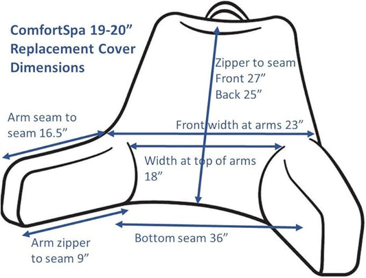 ComfortSpa Reading Pillow Replacement Cover for 19 inch Back Rest Pillow, Polyester Velour Machine Wash and Dry (Lavender)