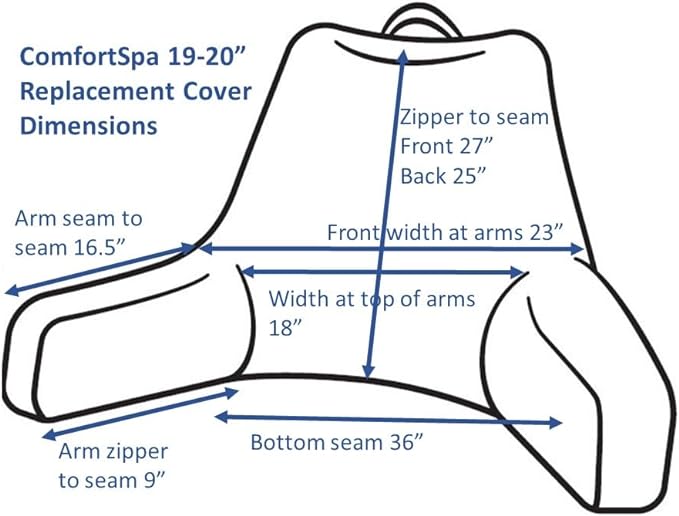 ComfortSpa Reading Pillow Replacement Cover for 19 inch Back Rest Pillow, Polyester Velour Machine Wash and Dry (Cream)